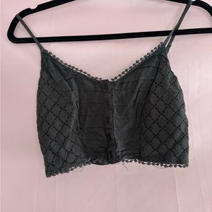 Gray / washed black crop top